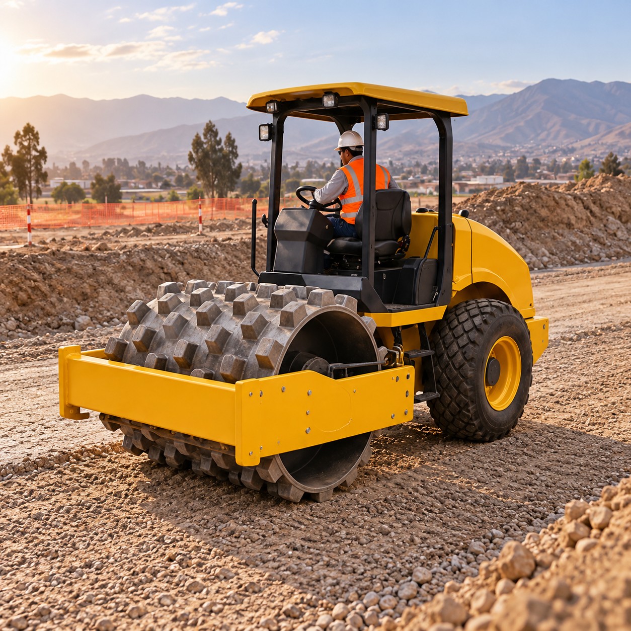 Compactadora de suelo en funcionamiento 3
