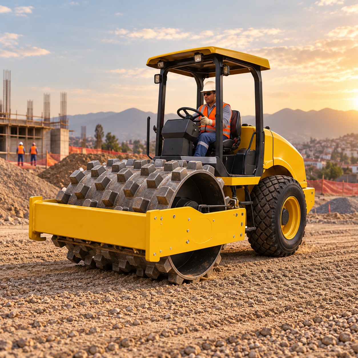 Compactadora de suelo en funcionamiento 4
