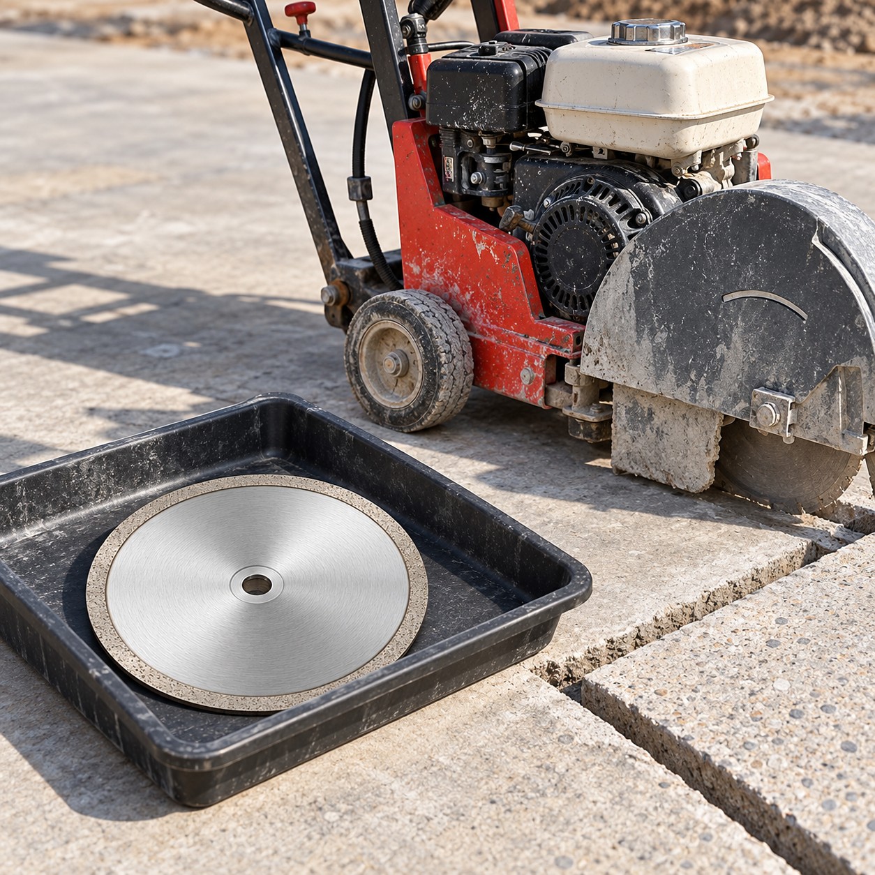 Disco para concreto fresco en funcionamiento 1