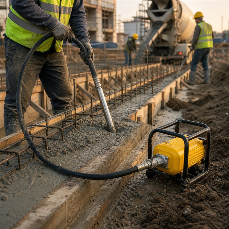 Vibrador de concreto en funcionamiento 4